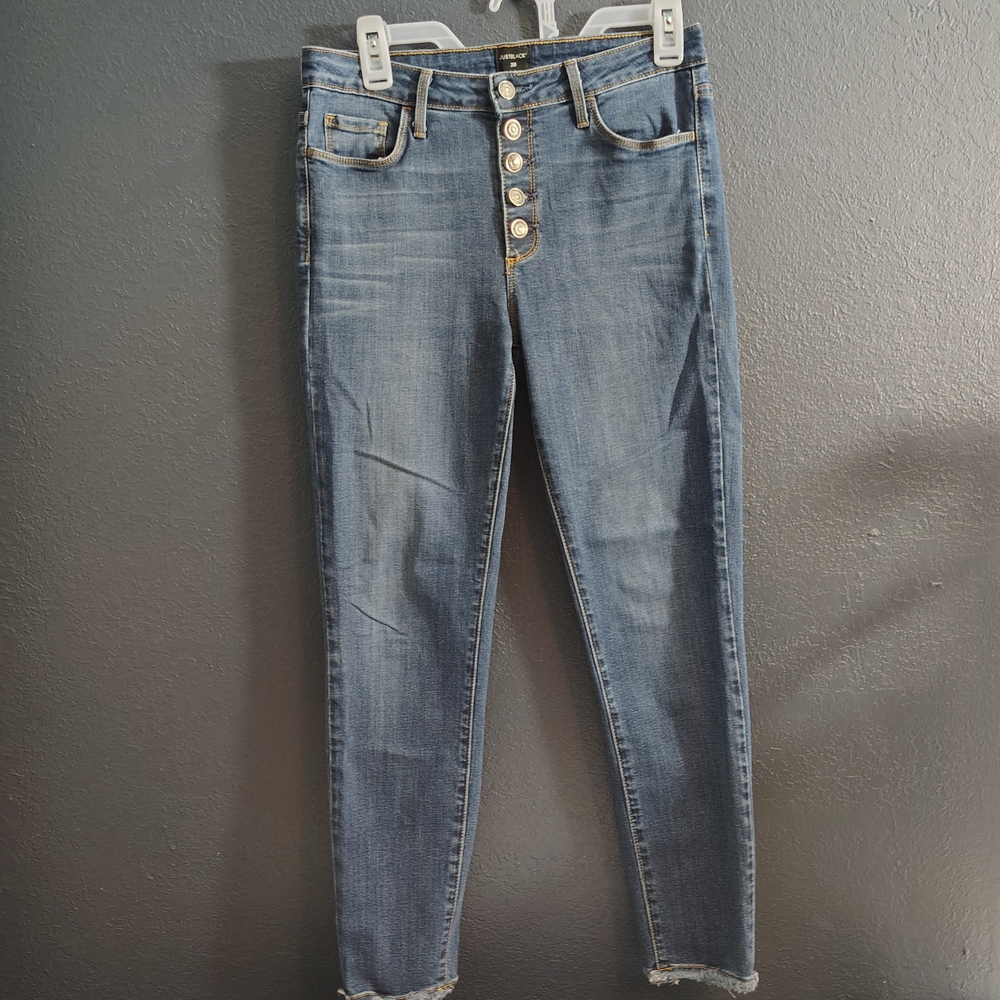 Just Black Women's Dark Blue Skinny Button Fly Jeans